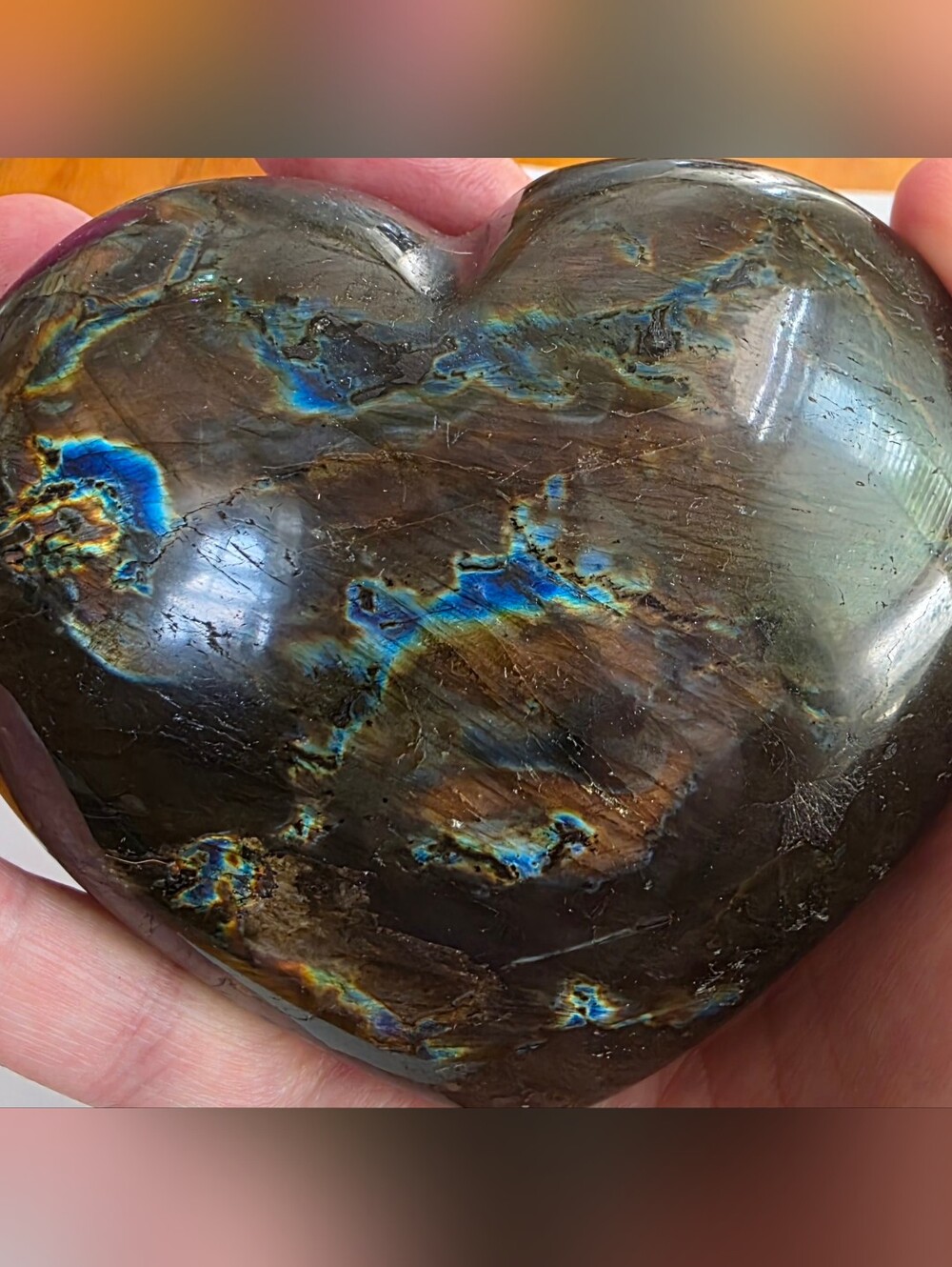 Polished Labradorite Heart - Blue & Brown Home Accent